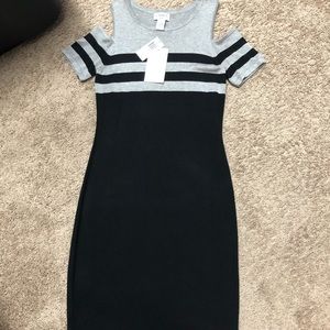 Knee length black and grey maxi dress